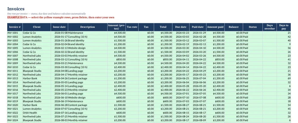 Invoice & Client Payment Tracker — screenshot 2