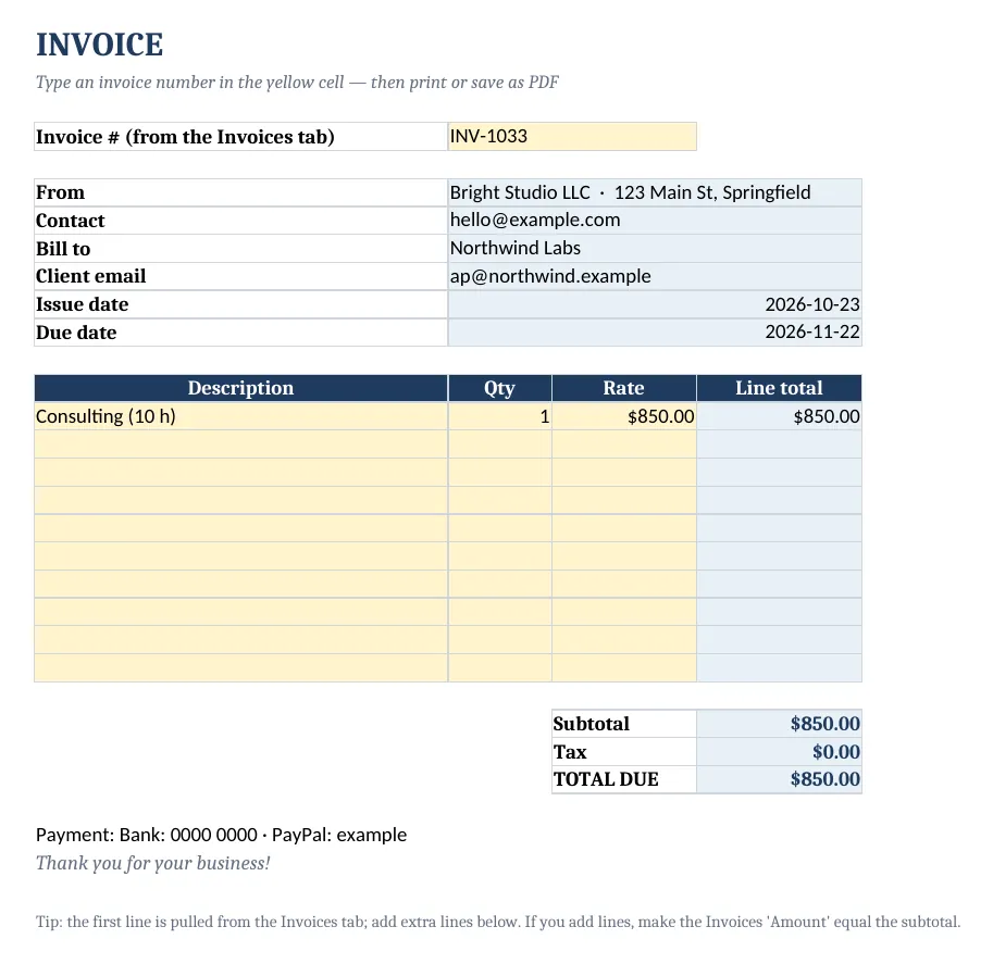Invoice & Client Payment Tracker — screenshot 3