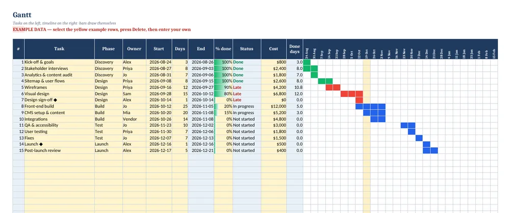 Project Planner & Gantt Chart — screenshot 1