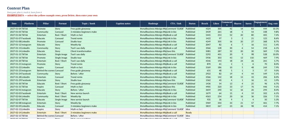 Social Media Content Calendar 2027 — screenshot 3